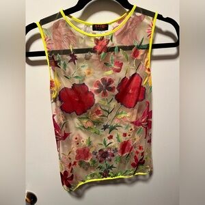 RARE Bazar Christian Lacroix Top Floral Sheer Tank  Vintage 90’s S